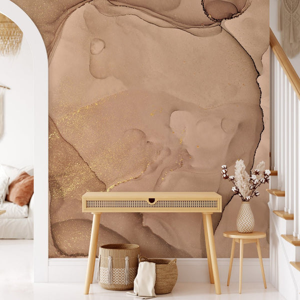 Brown Beige Watercolor Ink Wall Mural CCM130 - CostaCover - Peel and stick Removable Wallpaper - abstract wallpaper - accent wallpaper - adhesive wallpaper