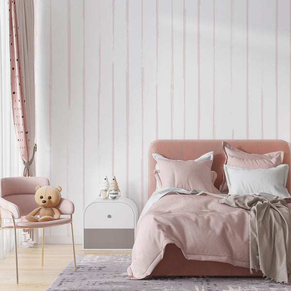 Blush Pink Vertical Stripe Wall Mural AM195