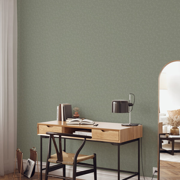 Sage Green Floral Vine Wallpaper L115
