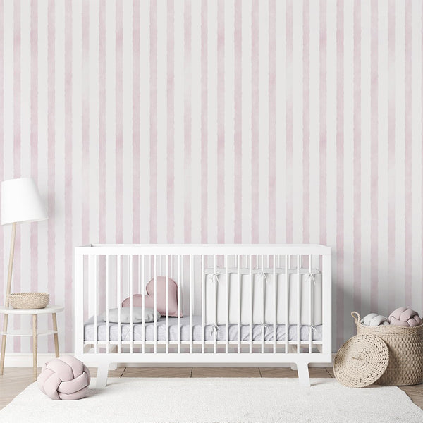Pink Watercolor Stripes Wallpaper A058 - CostaCover-Peel and stick Removable Wallpaper-Abstract-abstract lines-abstract mural