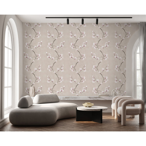 Pink Beige Magnolia Wallpaper W189