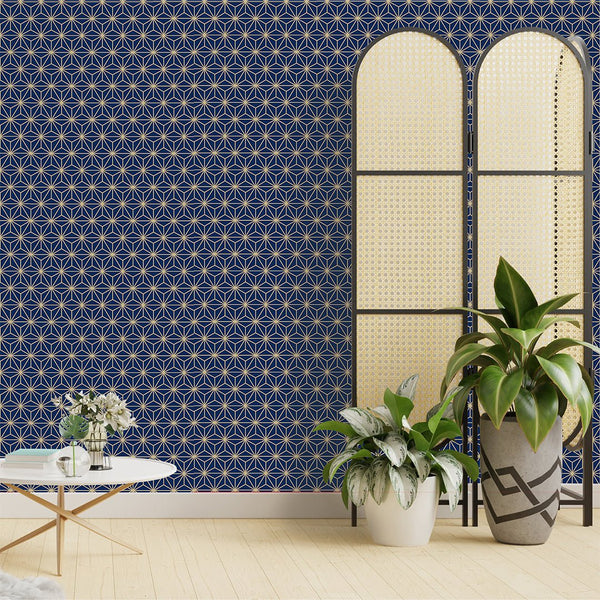 Blue Beige Prism Wallpaper CC302 - CostaCover - Peel and stick Removable Wallpaper - about walls - Abstract - Abstract Labyrinth Lines