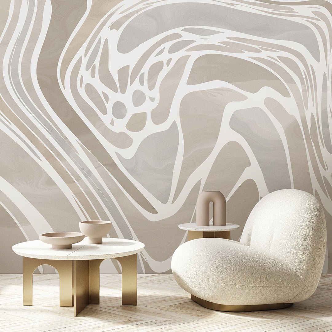 Gray Beige Water Ripples Wall Mural AM013 – CostaCover