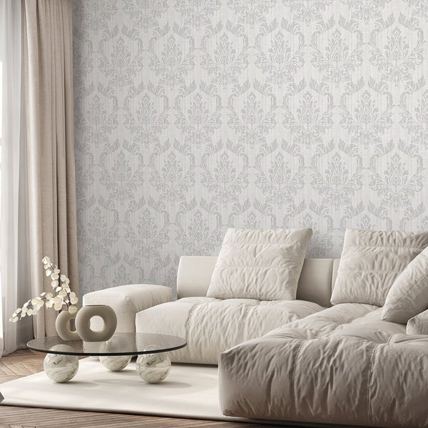 Gray Classic Damask Wallpaper A023 - CostaCover - Peel and stick Removable Wallpaper - adhesive wallpaper - Antique - Antique wallpaper