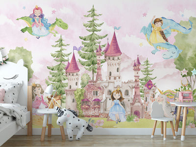 Magic Castle with Princesses Self Adhesive Wall Mural WM069