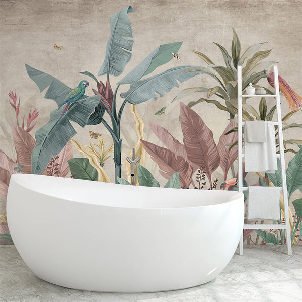 Vintage Palm Leaves Wall Mural CCM166 - CostaCover - Peel and stick Removable Wallpaper - Abstract - accent wallpaper - adhesive wallpaper