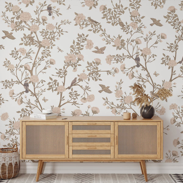 Blossom Trees & Birds Wall Mural WM031 - CostaCover - Peel and stick Removable Wallpaper - accent wallpaper - adhesive wallpaper - bathroom wallpaper
