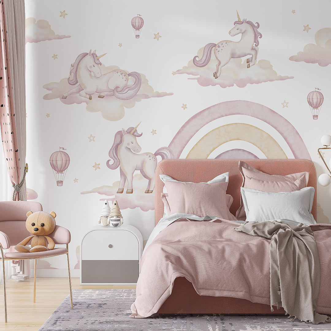 Unicorns & Rainbow Wall Mural AM134