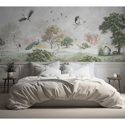 Vintage Japanese Crane Wall Mural CCM207