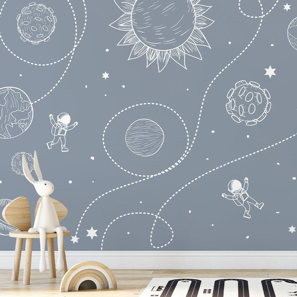 Dusty Blue Universe Wall Mural SM099 - CostaCover - Peel and stick Removable Wallpaper - Abstract - abstract wall art - abstract wallpaper