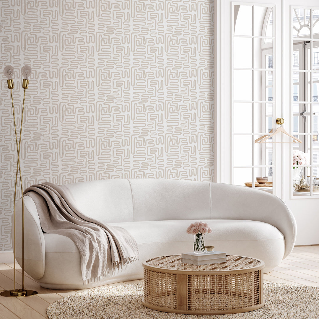 Neutral Beige Abstract Line Self Adhesive Wallpaper W014