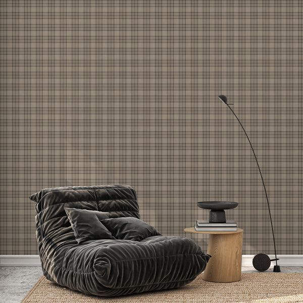 Beige Brown Plaid Wallpaper S137