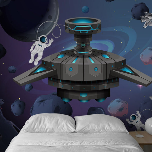 Star Ship & Dark Space Wall Mural WM062 - CostaCover - Peel and stick Removable Wallpaper - abstract wall art - abstract wallpaper - accent wallpaper