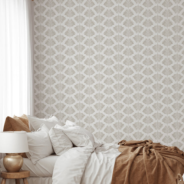 Neutral Palm Leaf Wallpaper L011