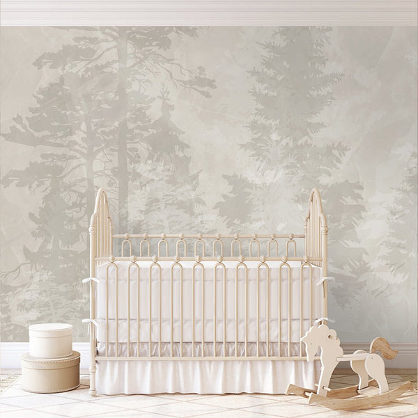 Beige Forest Nursery Wall Mural WM087 - CostaCover-Peel and stick Removable Wallpaper-accent wallpaper-adhesive wallpaper-bathroom wallpaper