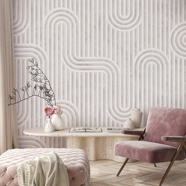 Beige Gray Line Boho Wall Mural CCM147 - CostaCover - Peel and stick Removable Wallpaper - Abstract - Abstract Labyrinth Lines - abstract lines