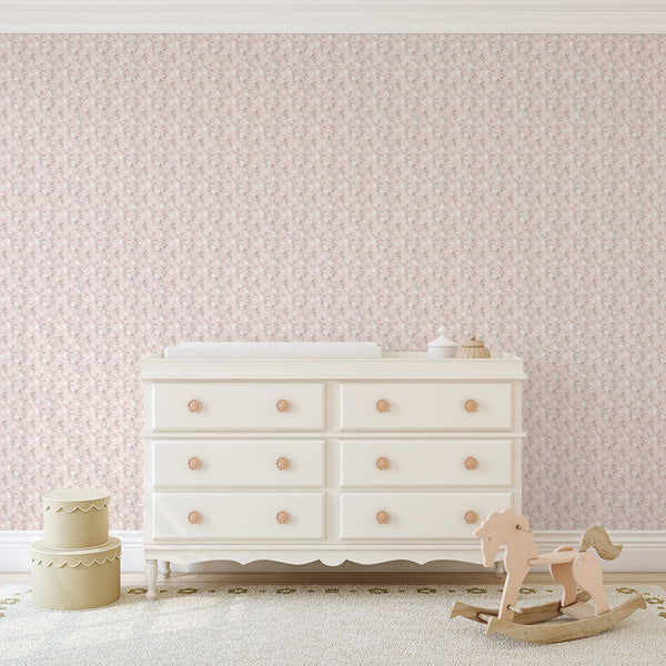 Blush Pink Wildflowers Wallpaper L076