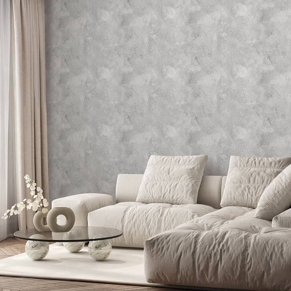 Gray Limewash Plaster Wallpaper A036 - CostaCover-Peel and stick Removable Wallpaper-Abstract-abstract mural-Abstract Plaster