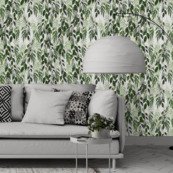 Hanging Vines Leaves Wallpaper CC208 - CostaCover - Peel and stick Removable Wallpaper - Abstract - abstract wallpaper - adhesive wallpaper