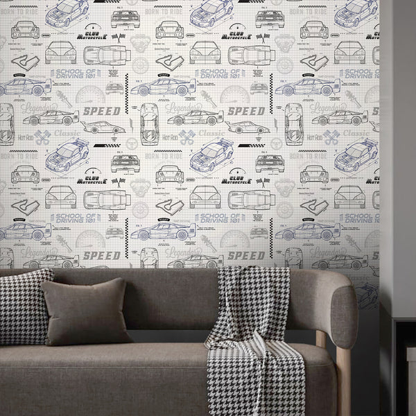 Race Car Blueprint Wallpaper A124