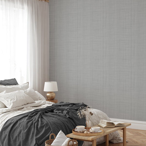 Gray Linen Texture Wallpaper L048