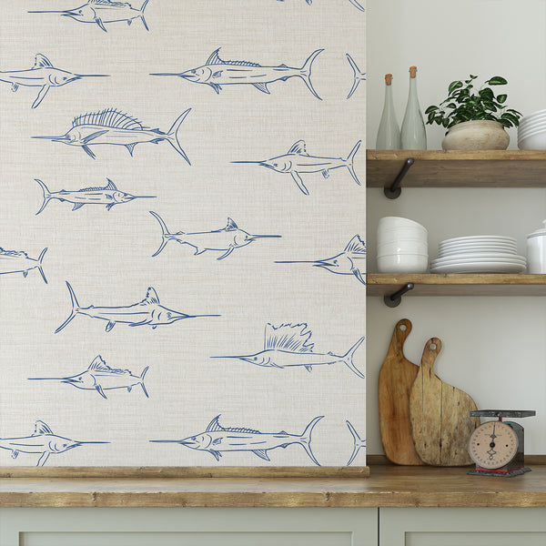 Navy Blue Marlin Fish Wallpaper CC365