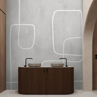 Gray Abstract Line Art Wall Mural AM175