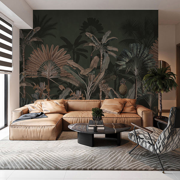 Dark Vintage Tropical Jungle Wall Mural AM183