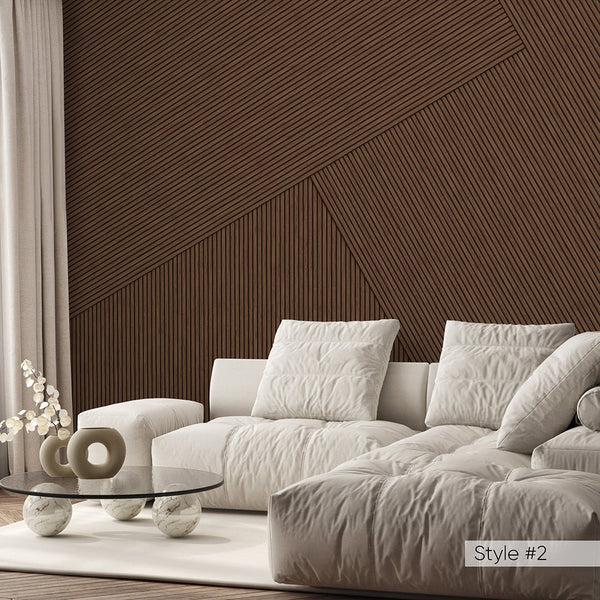 Geometric Wooden Panels Effect Wall Mural AM076 - CostaCover - Peel and stick Removable Wallpaper - about walls - Abstract - Abstract Labyrinth Lines