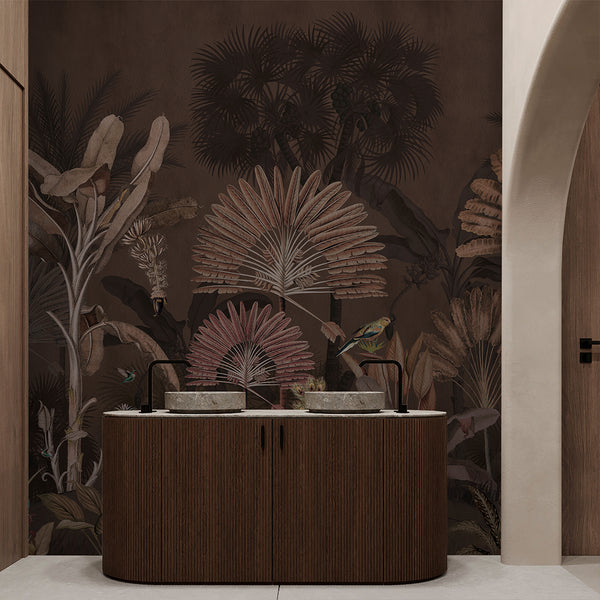 Dark Brown Tropical Jungle Wall Mural AM180