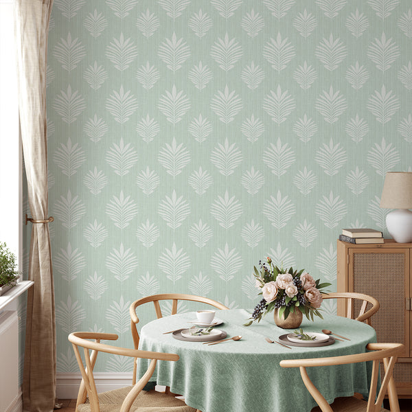 Mint Green Leaf Wallpaper L032