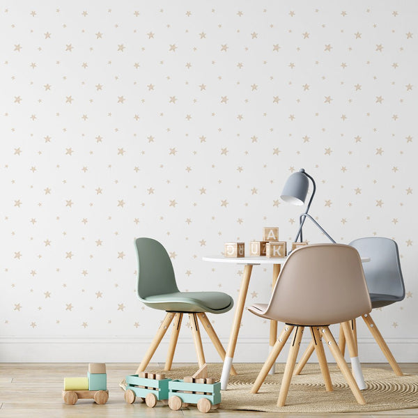 Beige Stars Wallpaper S114 - CostaCover - Peel and stick Removable Wallpaper - Abstract - abstract wall art - abstract wallpaper