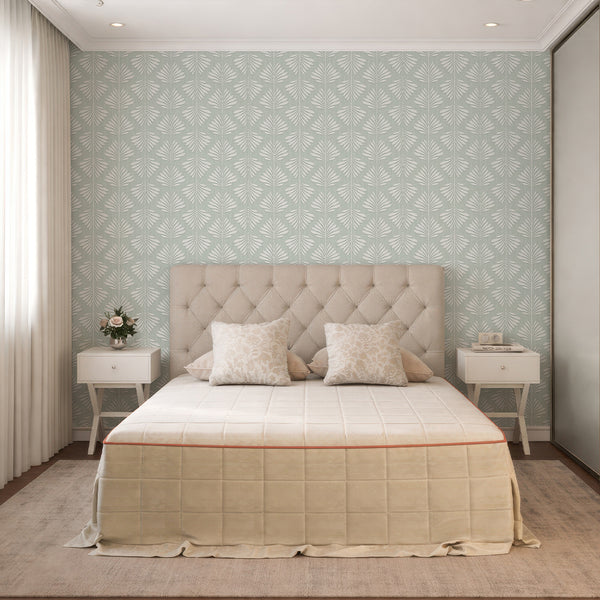 Sage Green Palm Leaf Wallpaper L015