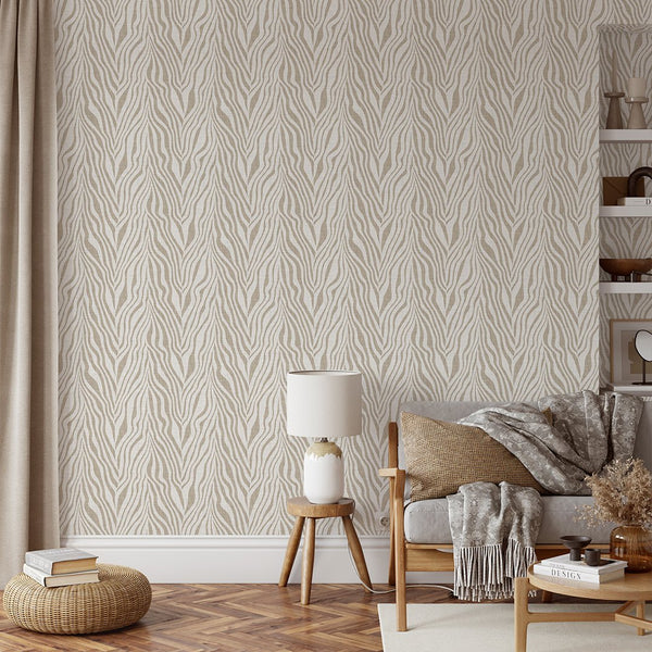 Abstract Beige Zebra Grasscloth Wallpaper CG018 - CostaCover - Traditional Wallpaper - Abstract - Abstract Labyrinth Lines - abstract lines