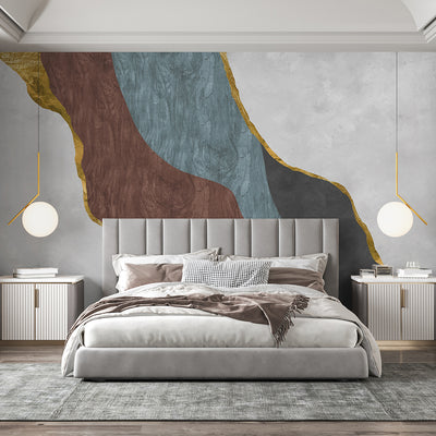 Brown Blue Gray Abstract Wall Mural CCM214