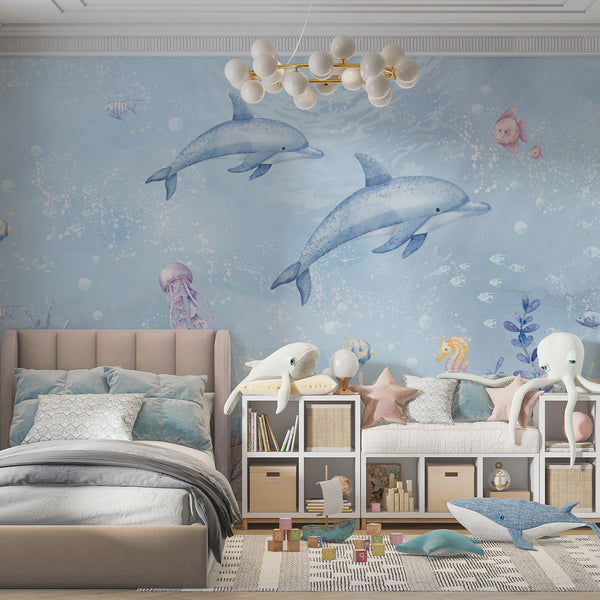 Blue Dolphins Wall Mural SM060