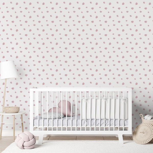 Pink Tiny Flowers Wallpaper A047 - CostaCover-Peel and stick Removable Wallpaper-abstract floral-accent wallpaper-adhesive wallpaper