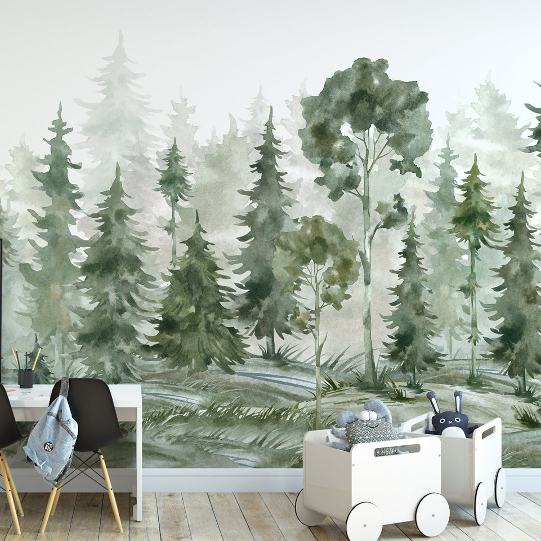 Watercolor Forest Wall Mural WM047