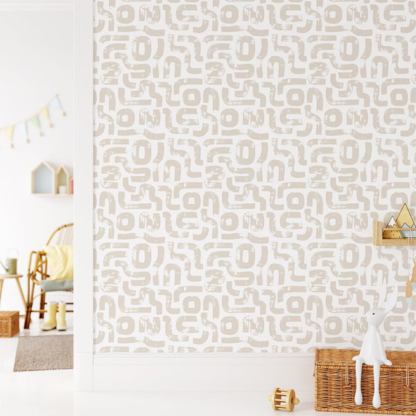 Boho Beige Lines Wallpaper CC289 - CostaCover - Peel and stick Removable Wallpaper - abstract lines - abstract wallpaper - accent wallpaper