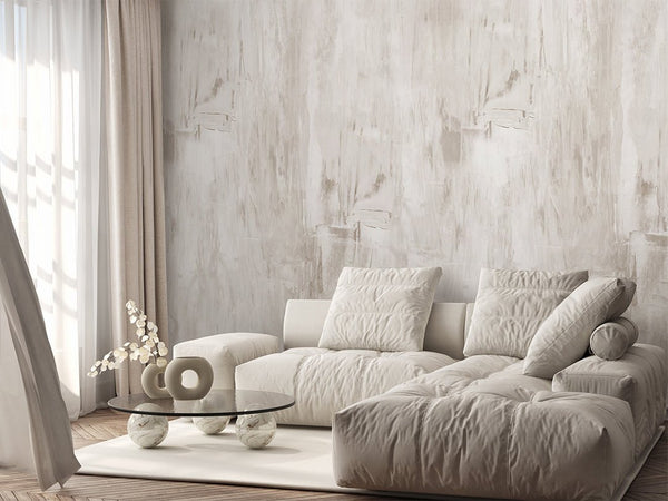 Gray Beige Brush Stroke Plaster Wall Mural AM088 - CostaCover - Peel and stick Removable Wallpaper - Abstract - Abstract Plaster - abstract wall art