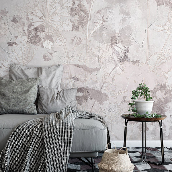 Gray & Pink Concrete Wall Mural CCM139 - CostaCover - Peel and stick Removable Wallpaper - abstract wallpaper - accent wallpaper - adhesive wallpaper