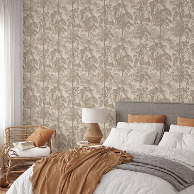Beige Coastal Palm Wallpaper CC358