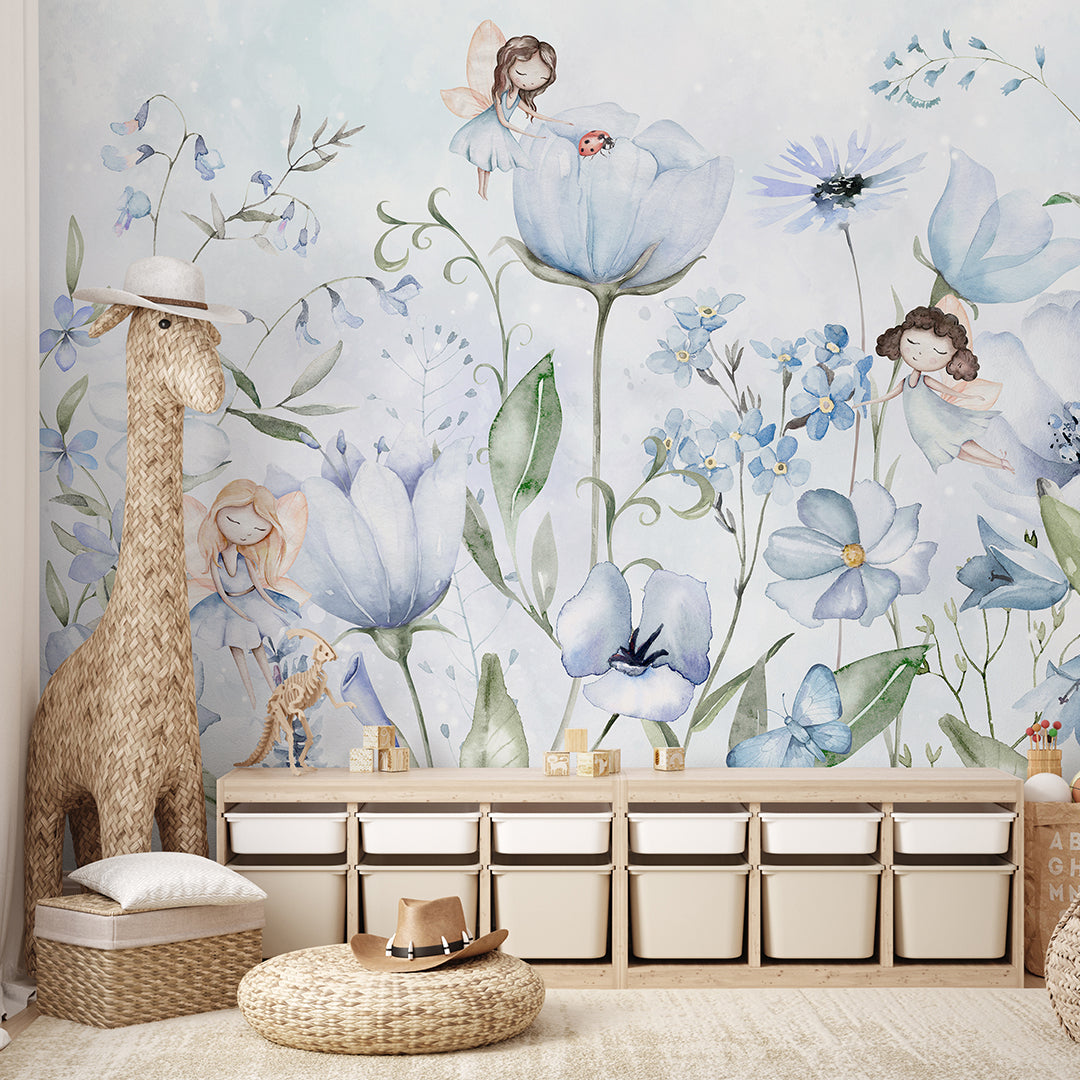 Cute Blue Flower Fairy Wall Mural SM054