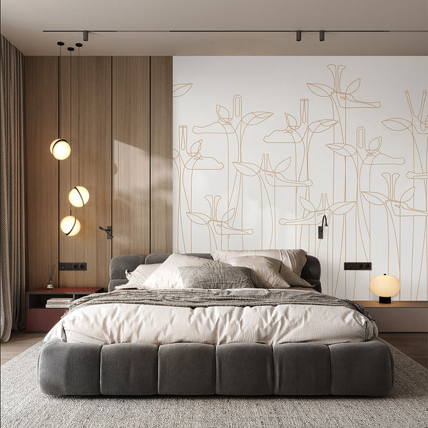 Giraffe Line Art Wall Mural CCM210