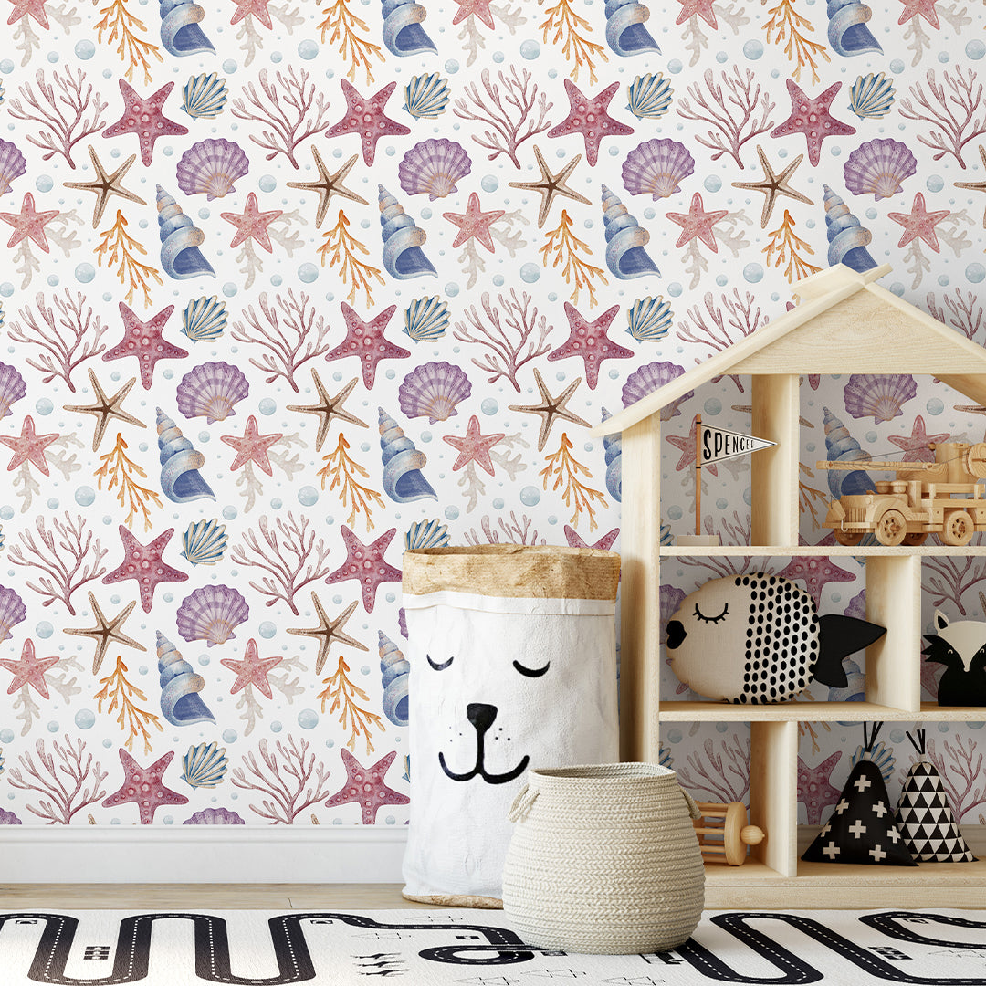 Seashells and Corals Wallpaper S090