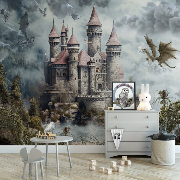 Fantasy Magic Castle Wall Mural WM090 - CostaCover - Peel and stick Removable Wallpaper - abstract forest - abstract wall art - abstract wallpaper