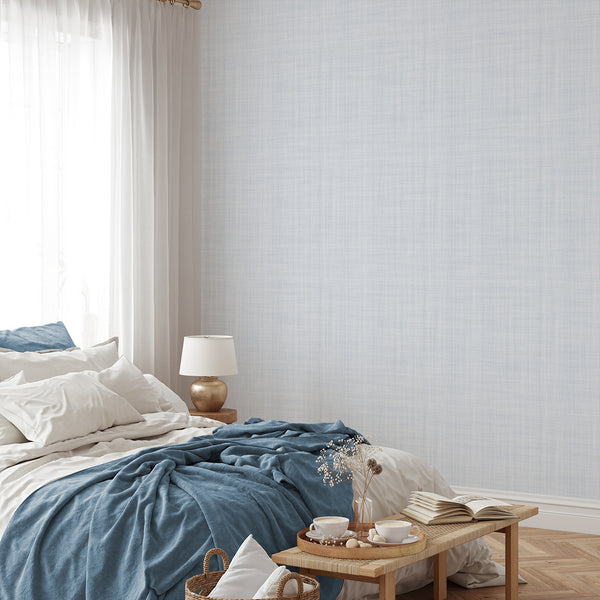 Light Blue Linen Texture Wallpaper L043
