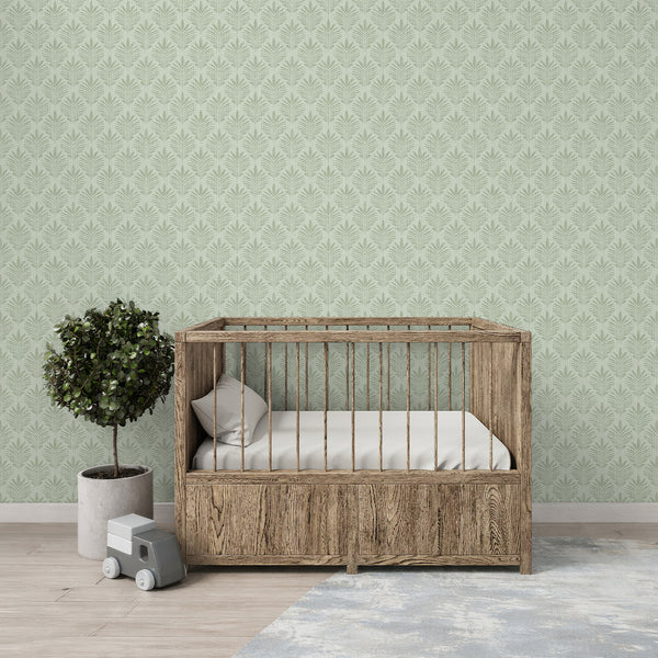 Sage Green Botanical Leaf Wallpaper L034