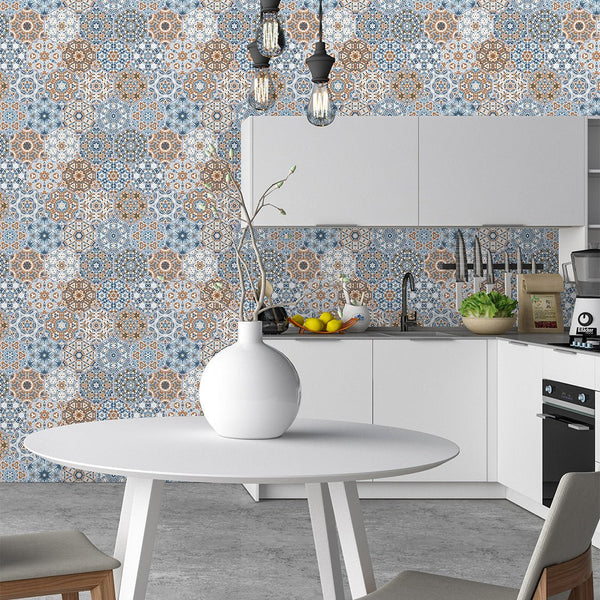 Moroccan Tile Wallpaper CC198 - CostaCover - Peel and stick Removable Wallpaper - adhesive wallpaper - Backsplash panels - bathroom wallpaper