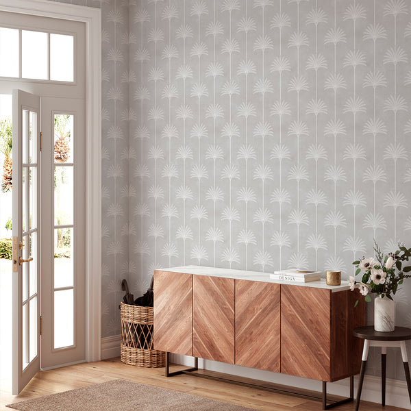 Light Gray Palm Tree Wallpaper L009